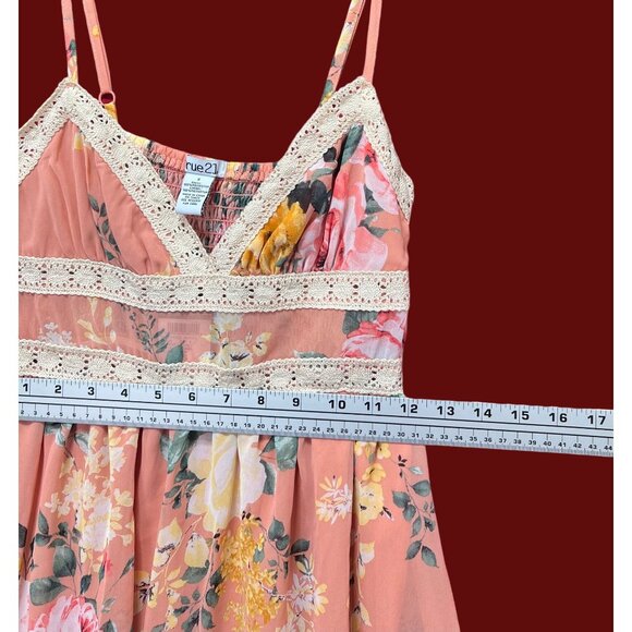 Rue 21 - Women's Summer Sleeveless High Low Hem Ruffle Floral Dress - Pink - S - Picture 4 of 16